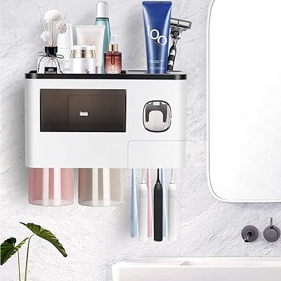 Distributeur de dentifrice mural pour salle de bain 2 tasses et 1