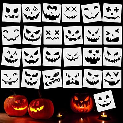 Grand pochoir de dessin de citrouille d'halloween 25 pièces pochoirs de visage de citrouille en plastique réutilisables pour la sculpture de citrouille. Diaytar Sénégal : Votre destination e-commerce pour des produits de qualité à prix discount