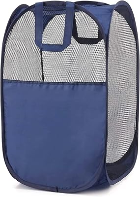 Panier à linge léger et pliable en maille avec poignées de transport durables