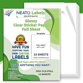 Papier autocollant transparent imprimable 85" x 11" pour étiquettes personnalisé