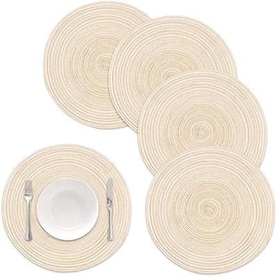 Ensemble de chemins de table ronds tressés de 5 pièces, chemins de table