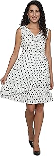 Robe portefeuille à volants à pois (taille m), couleur de base : blanc