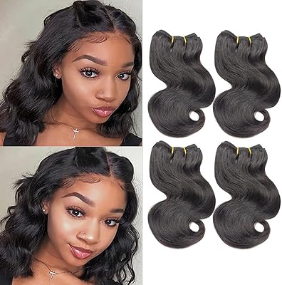 Extensions de cheveux humains brésiliens vierges courts dms body wave, 4 lots