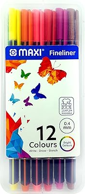 Stylo maxi fineliner triangle 0,4 mm 12 couleurs, assortis, fl12