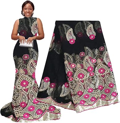 Tissu africain en dentelle 5 yards, dentelle à paillettes nigériane 2023 brodée