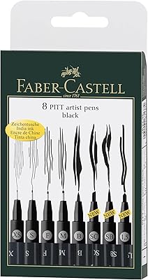 Ensemble de stylos d'artiste faber castell - paquet de 8 stylos (noir)