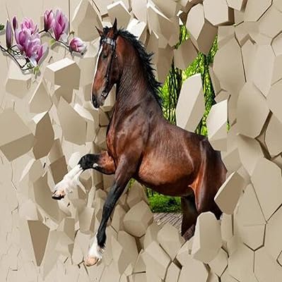 My ball brown animal horse 3d mural 78,7"l x 55,1"h papier peint intissé