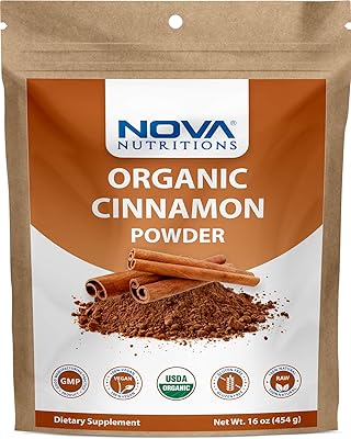 Poudre de cannelle biologique certifiée nova nutritions, 16 oz (454 g) - cinnamomum