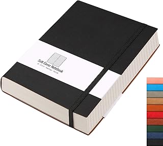 Ahgxg carnet de notes ligné - 320 pages numérotées épaisses pour hommes, grand cahier ligné b5 pour l'écriture, papier épais 100 g/m2, couverture souple en cuir, pour femmes, école de travail, 7,6'' x 10'' -noir. Gagnez du temps et de l'argent avec Diaytar