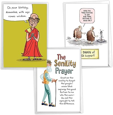 Pack de 3 cartes d'anniversaire amusantes pour hommes et femmes, avec enveloppes