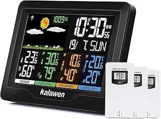 Station météo calawin avec 3 capteurs extérieurs, alarme numérique sans fil msf, compteur