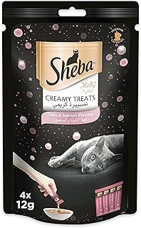 Nourriture crémeuse pour chats au thon sheba et au saumon 4 x 12