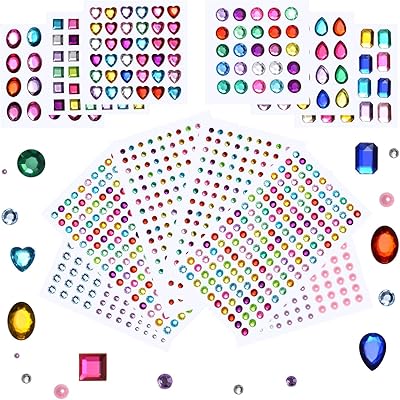 Lingeher ​​​​autocollants strass autocollants, 1141 pièces pierres précieuses paillettes artisanat bijoux en cristal