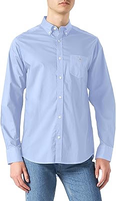 Chemise en popeline coupe régulière pour hommes, blanc, m-3xl