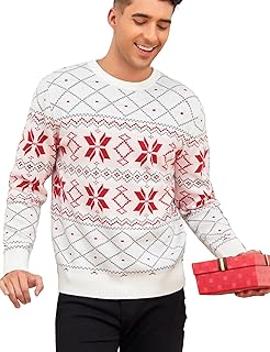 Pull de noël décontracté à motif flocon de neige pour hommes