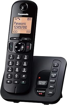 Téléphone sans fil dect panasonic turk gc220eb, avec répondeur, écran rétroéclairé facile à