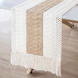 Chemin de table en toile de jute naturelle en macramé chemin coton style