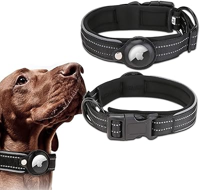 Collier pour chien réfléchissant robuste, collier rembourré pour animaux de compagnie avec étui