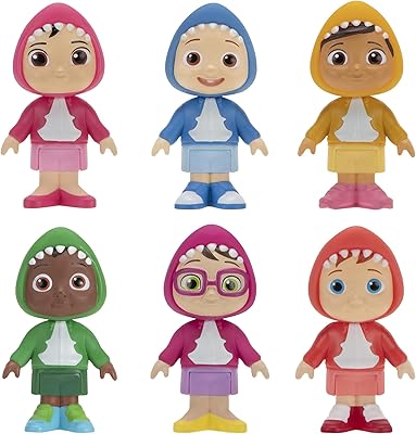 Coco mellon family & friends lot de 6 requins 7,6 cm, multicolore, cmw0046