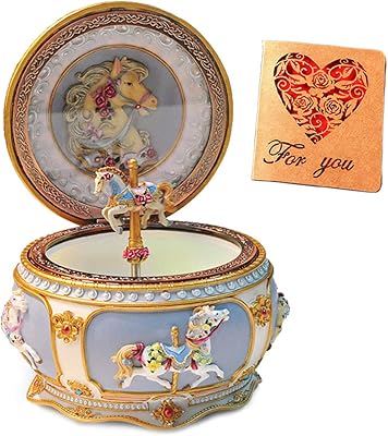 Boîte à musique ronde cheval classique presqueville, boîte à musique de collection sculptée en résine lumineuse led, boîte à musique mécanique avec 18 notes cheval sankyo tournant avec musique. La plateforme e-commerce qui démocratise la consommation : Diaytar