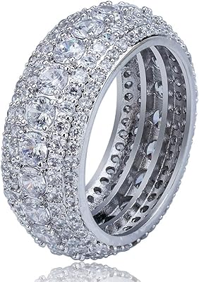 Bague de fiançailles plaquée or 14 carats à 5 rangées de 10 mm