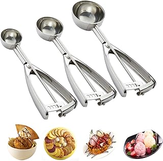 Ensemble de 3 cuillères à biscuits avec gâchette en acier inoxydable 18/8, parfaites