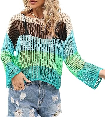 Maillot de bain au crochet de plage à manches longues en maille creuse
