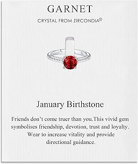 Bague de naissance réglable en grenat de janvier composée de cristaux de zirconia®