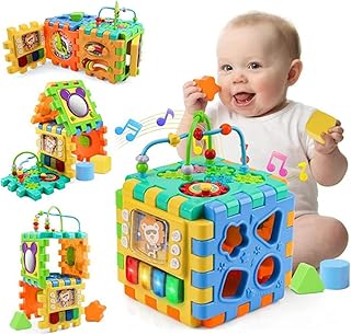 Cube d'activité pour bébé, jouet cube d'activité d'apprentissage occupé avec trieur de formes