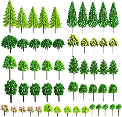 55 pièces petits arbres modèle de train paysage mixte miniature arbres artificiels modèle
