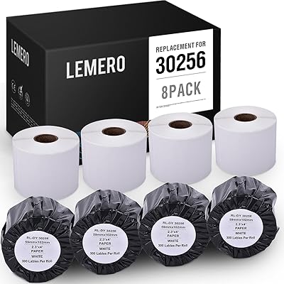 Lemero lot de 8 grandes étiquettes d'expédition compatibles avec dymo 30256 2-5/16" x