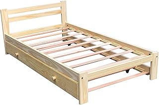 Lit double lit en bois de pin massif avec lattes de support cadre