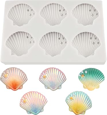 Moules de décoration de gâteaux en silicone motif coquillage 6 cavités pour décorer