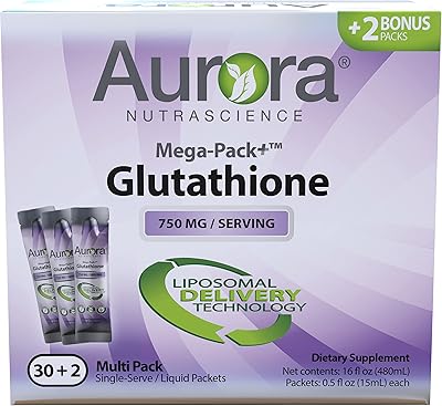 Aurora nutrascience glutathion liposomal soutien du système immunitaire antioxydant 750 mg par portion