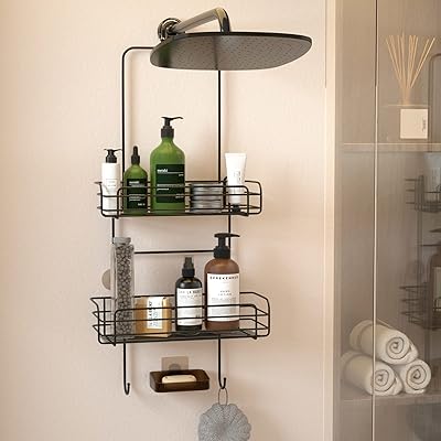 Support suspendu pour douche de tête irigz, 2-1 étagère de douche en acier