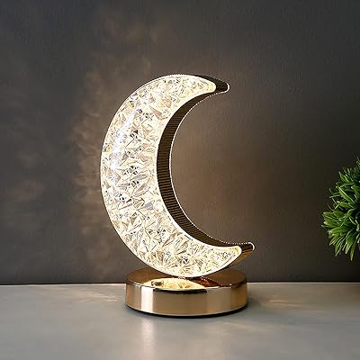 Lampe de table en cristal, veilleuse de chevet en cristal à intensité variable