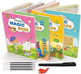 Livre magique arabe réutilisable pour les enfants d'âge préscolaire comprenant un stylo facile