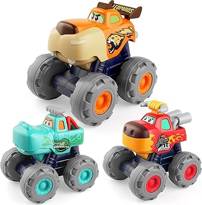 Baybee 3 pièces monster truck alimenté par friction véhicules jouets pour enfants, ensemble