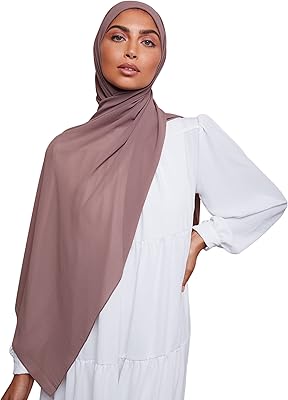 Hijab pour femme, foulard en mousseline de soie de qualité supérieure (antidérapant), régulier