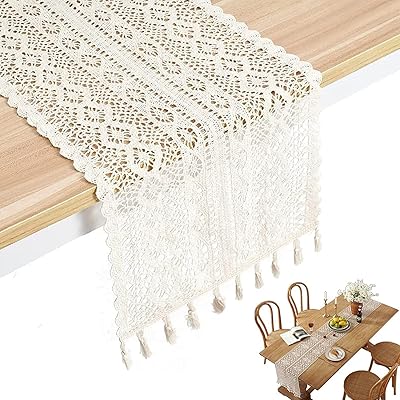 Chemin de table en dentelle de coton au crochet pour fête de mariage