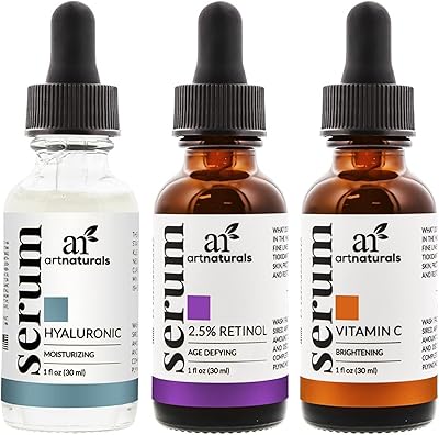 Coffret trio de sérums végétaux artnaturals - acide hyaluronique, mélange de rétinol, sérum