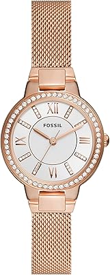 Montre fossil pour femme en acier inoxydable avec cristaux - es5111, rose, argent