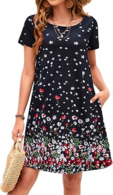 Robe d'été sans manches à imprimé floral pour femme/poches à manches courtes décontractées