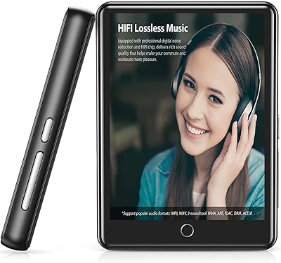 Lecteur mp3 48 go avec bluetooth 5.1, écran tactile complet de 2,8 pouces