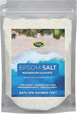 Sulfate de magnésium naturel 2kg thangay (sel d'epsom) (mgso4.7h2o) (magnésium) -9,6% (soufre
