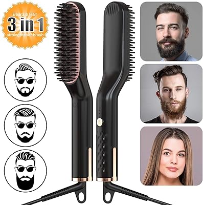 Bikol peigne lisseur à barbe électrique à chauffage rapide, brosse à lisser les cheveux doux, brosse à lisser la barbe portable, modes de température multifonctionnels 3 en 1 (prise européenne). Diaytar Sénégal : Des promotions qui ont du sens