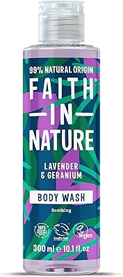 Lavage corporel naturel à la lavande et au géranium 300 ml, nourrissant, végétalien