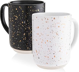 Tasses à café en grès billy mason lot de 2 tasses imprimées élégantes