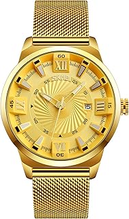 Montres à quartz élégantes pour hommes, montres-bracelets de luxe en acier inoxydable doré