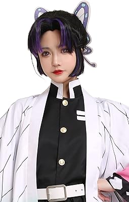 Perruque de cosplay kocho shibu pour femme micros, perruque bouclée papillon noir violet